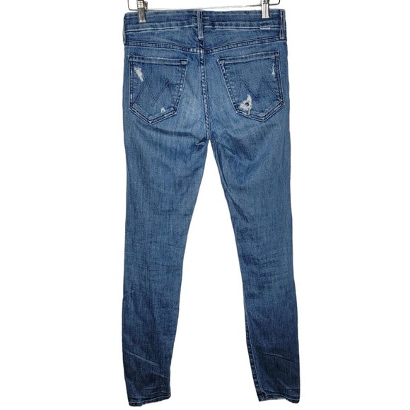 Mother Size 26 The Looker Graffiti Girl Distressed / Destroyed Skinny Blue Jeans - Picture 2 of 9